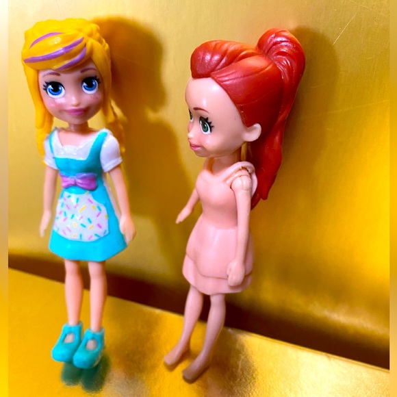 POLLY POCKET DOLLS LILA, RED HEAD & WHITE & TEAL BAKING SPRINKLES DOLL 4” MATTEL - Picture 3 of 11